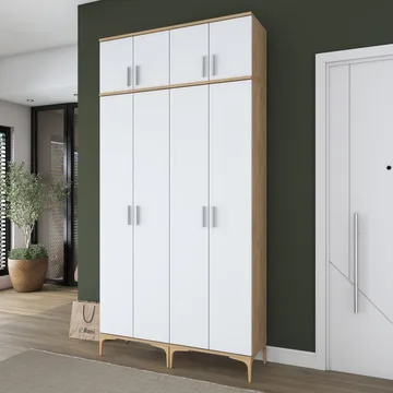 Hallstativ Wallxpert Fenn EA161 (120 x 240 x 37,5 cm) valnøtt hvit - Valnøtt og hvit - Oppbevaring - Skap - Oppbevaringsskap