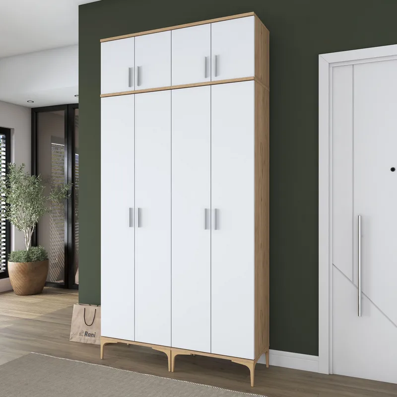 Hallstativ Wallxpert Fenn EA161 (120 x 240 x 37,5 cm) valnøtt hvit - Valnøtt og hvit - Oppbevaring - Skap - Oppbevaringsskap