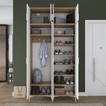 Hallstativ Wallxpert Fenn EA161 (120 x 240 x 37,5 cm) valnøtt hvit - Valnøtt og hvit - Oppbevaring - Skap - Oppbevaringsskap