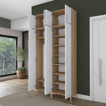 Hallstativ Wallxpert Fenn EA161 (120 x 240 x 37,5 cm) valnøtt hvit - Valnøtt og hvit - Oppbevaring - Skap - Oppbevaringsskap