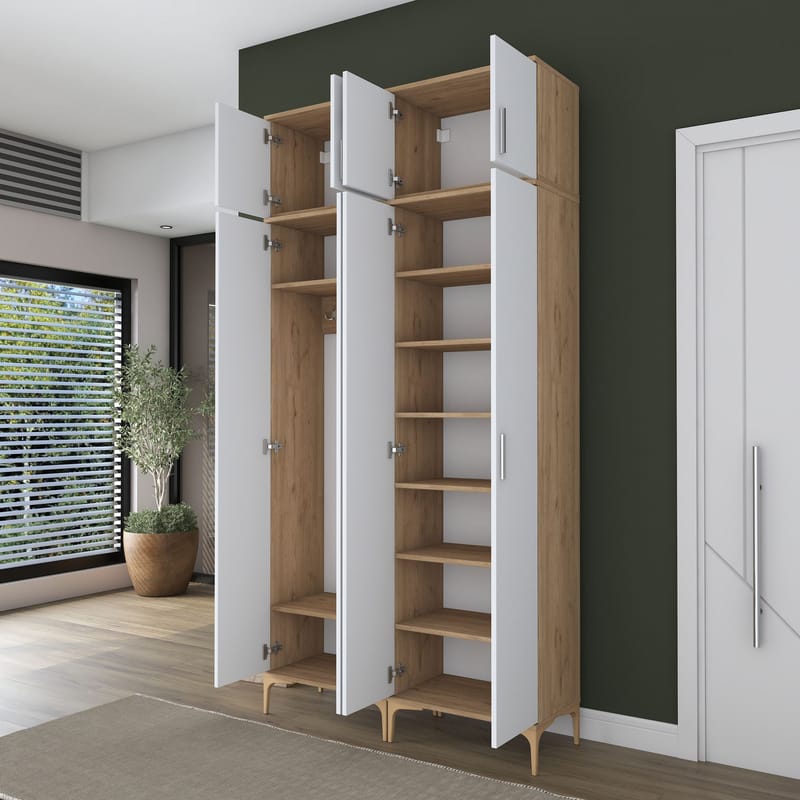 Hallstativ Wallxpert Fenn EA161 (120 x 240 x 37,5 cm) valnøtt hvit - Valnøtt og hvit - Oppbevaring - Skap - Oppbevaringsskap