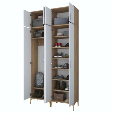Hallstativ Wallxpert Fenn EA161 (120 x 240 x 37,5 cm) valnøtt hvit - Valnøtt og hvit - Oppbevaring - Skap - Oppbevaringsskap