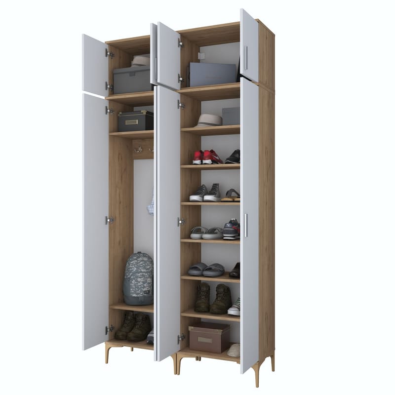 Hallstativ Wallxpert Fenn EA161 (120 x 240 x 37,5 cm) valnøtt hvit - Valnøtt og hvit - Oppbevaring - Skap - Oppbevaringsskap