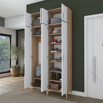 Hallstativ Wallxpert Fenn EA161 (120 x 240 x 37,5 cm) valnøtt hvit - Valnøtt og hvit - Oppbevaring - Skap - Oppbevaringsskap