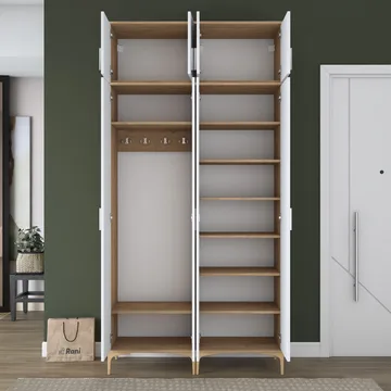 Hallstativ Wallxpert Fenn EA161 (120 x 240 x 37,5 cm) valnøtt hvit - Valnøtt og hvit - Oppbevaring - Skap - Oppbevaringsskap