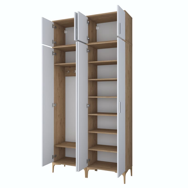 Hallstativ Wallxpert Fenn EA161 (120 x 240 x 37,5 cm) valnøtt hvit - Valnøtt og hvit - Oppbevaring - Skap - Oppbevaringsskap