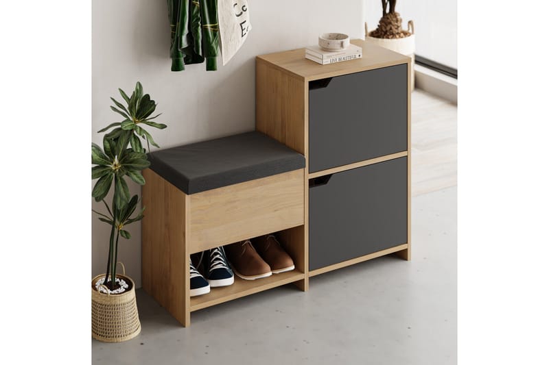 Haven Skoskap 101,5 cm - Antrasitt/Eik - Oppbevaring - Skap - Oppbevaringsskap