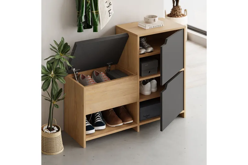 Haven Skoskap 101,5 cm - Antrasitt/Eik - Oppbevaring - Skap - Oppbevaringsskap