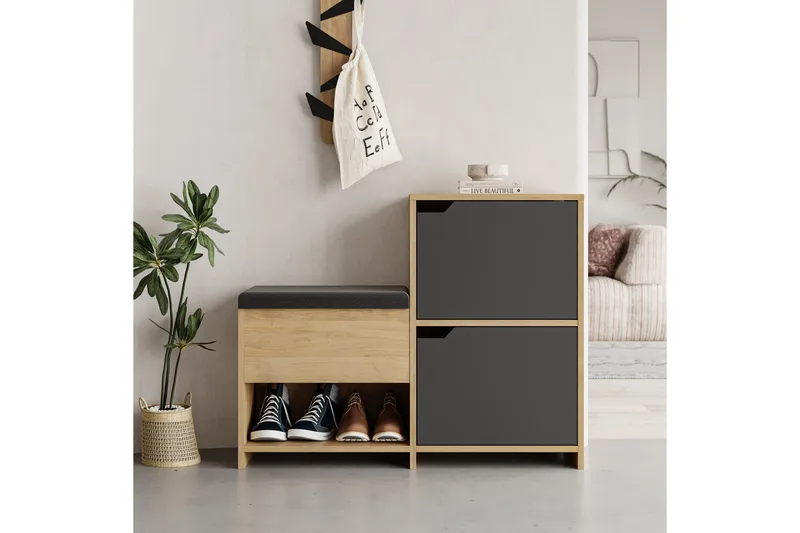 Haven Skoskap 101,5 cm - Antrasitt/Eik - Oppbevaring - Skap - Oppbevaringsskap