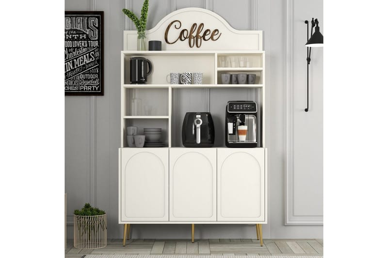 Hazim Barskap 120x202 cm - Gull/Cremehvit - Oppbevaring - Skap - Barskap