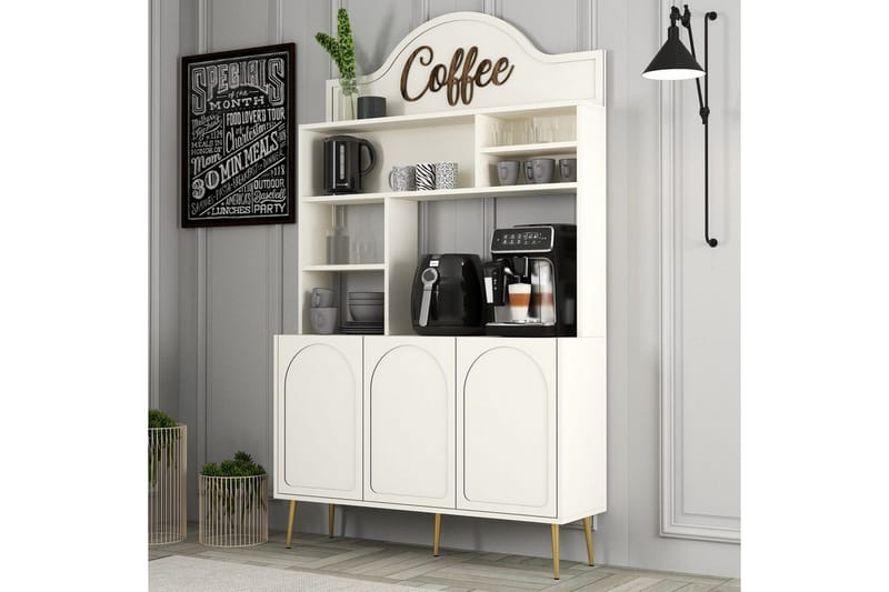 Hazim Barskap 120x202 cm - Gull/Cremehvit - Oppbevaring - Skap - Barskap