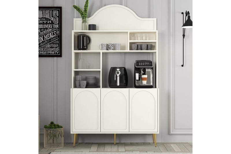 Hazim Barskap 120x202 cm - Gull/Cremehvit - Oppbevaring - Skap - Barskap
