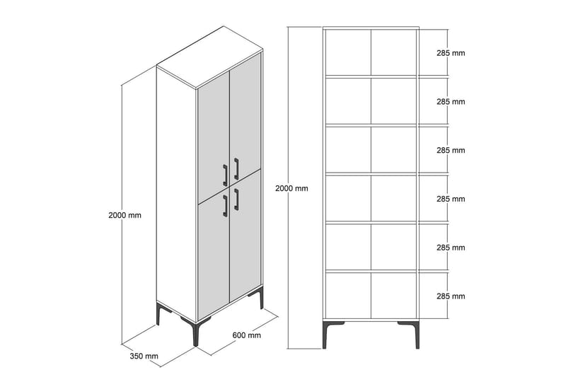 Highboard Kotzen 60x35 cm - Brun/Hvit - Oppbevaringsskap