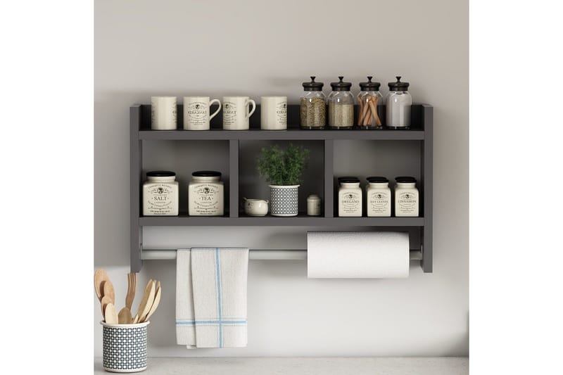 Hyller Homitis Harlee hylle 63,6x14,6 cm Antrasitt - Oppbevaring - Skap - Oppbevaringsskap