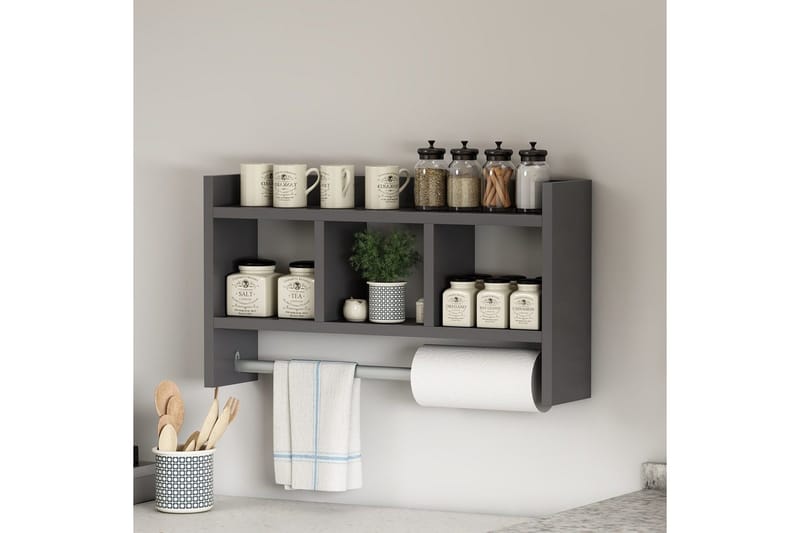 Hyller Homitis Harlee hylle 63,6x14,6 cm Antrasitt - Oppbevaring - Skap - Oppbevaringsskap
