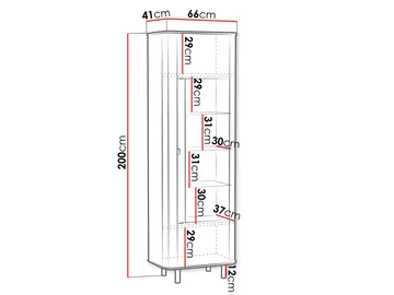 Joriel Vitrineskap 66x200 cm LED-belysning - Beige|svart - Oppbevaring - Skap - Vitrineskap