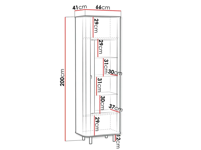 Joriel Vitrineskap 66x200 cm LED-belysning - Beige|svart - Oppbevaring - Skap - Vitrineskap