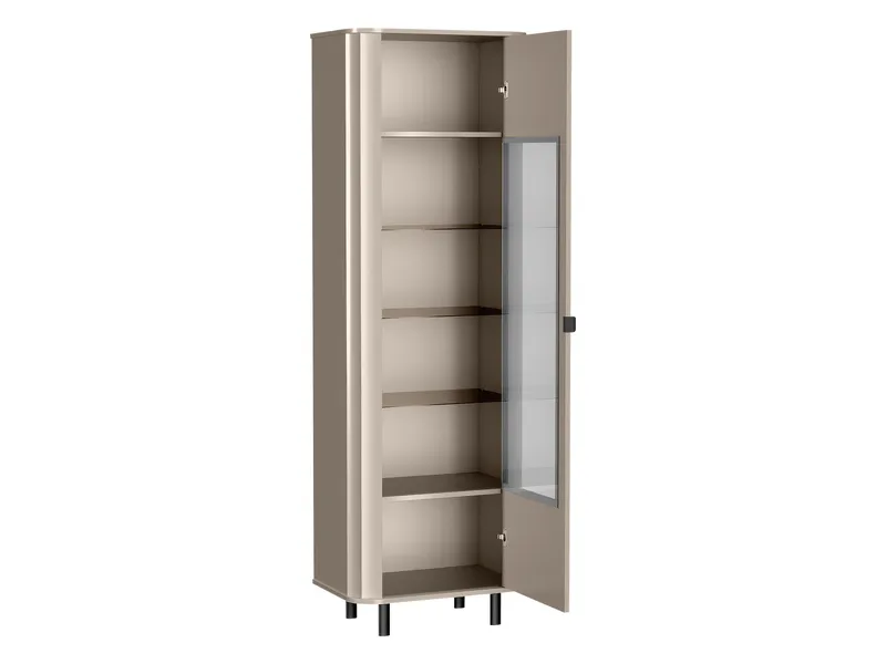 Joriel Vitrineskap 66x200 cm LED-belysning - Beige|svart - Oppbevaring - Skap - Vitrineskap