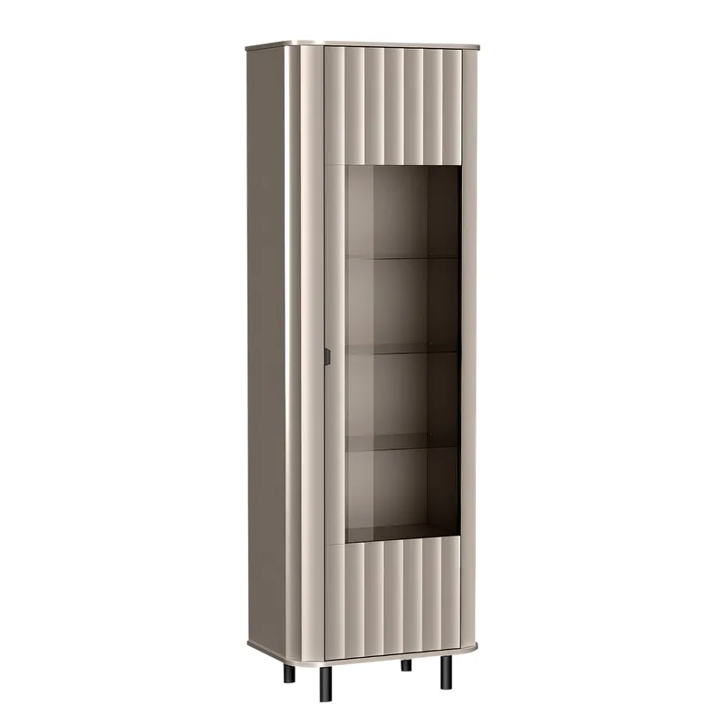 Joriel Vitrineskap 66x200 cm LED-belysning, Beige|svart
