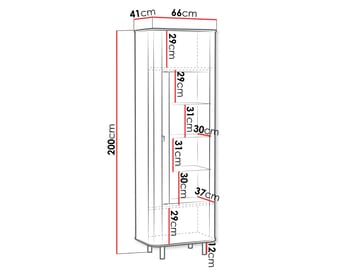 Joriel Vitrineskap 66x200 cm LED-belysning - Hvit|svart - Oppbevaring - Skap - Vitrineskap