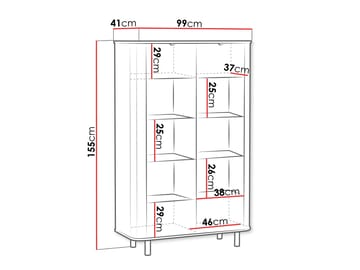 Joriel Vitrineskap 99x155 cm - Hvit - Oppbevaring - Skap - Vitrineskap
