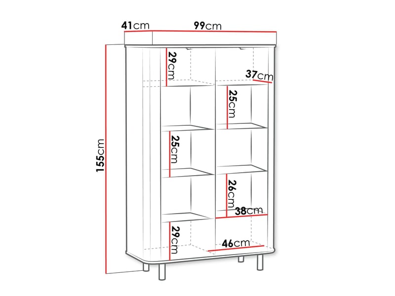 Joriel Vitrineskap 99x155 cm LED-belysning - Beige - Oppbevaring - Skap - Vitrineskap
