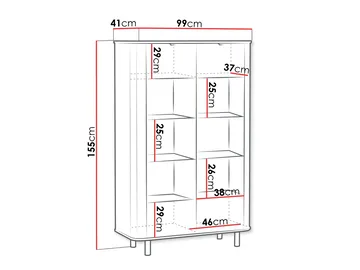 Joriel Vitrineskap 99x155 cm LED-belysning - Hvit - Oppbevaring - Skap - Vitrineskap