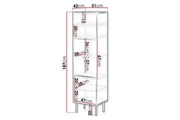 Juniskär Vitrineskap 51 cm - Valnøtt - Oppbevaring - Skap - Vitrineskap