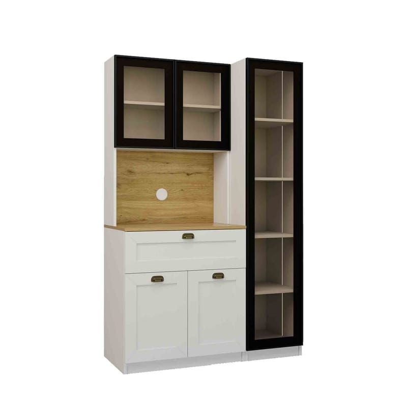 Kaffestasjon Hanah Home Nero (120 x 191,8 x 44 cm) Hvit - Hvit - Oppbevaring - Skap - Vitrineskap