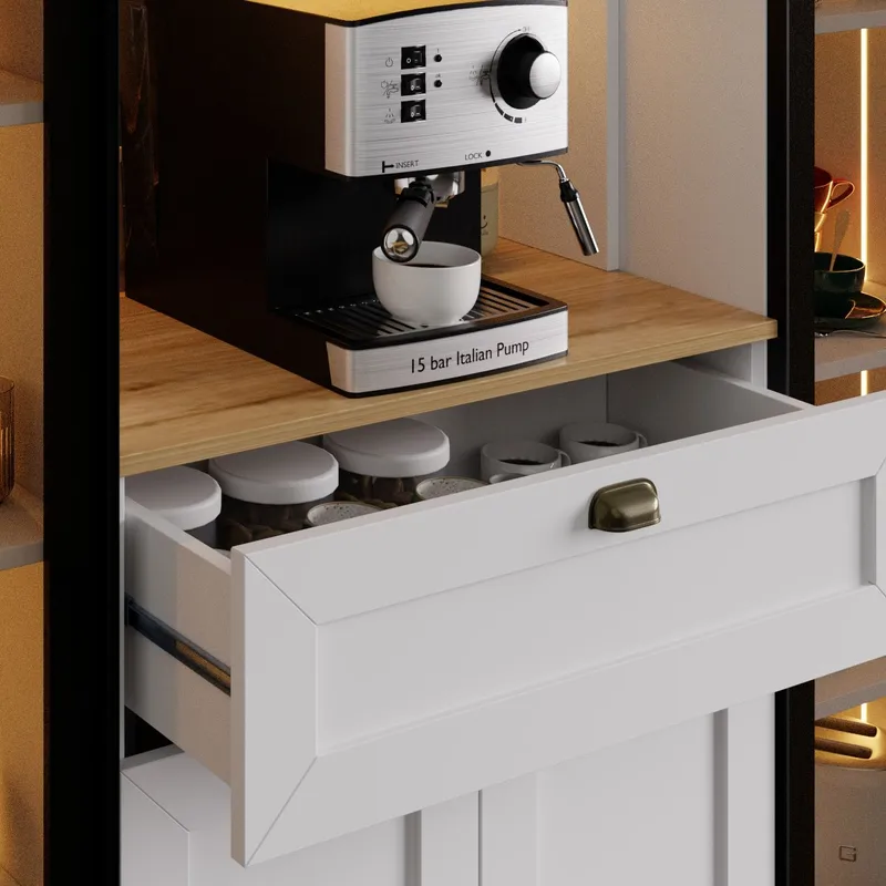 Kaffestasjon Hanah Home Nero Duo 1600-223 (160 x 190 x 44 cm) Hvit - Hvit - Oppbevaring - Skap - Vitrineskap
