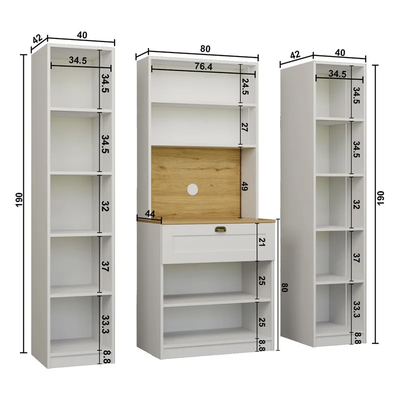 Kaffestasjon Hanah Home Nero Duo 1600-223 (160 x 190 x 44 cm) Hvit - Hvit - Oppbevaring - Skap - Vitrineskap