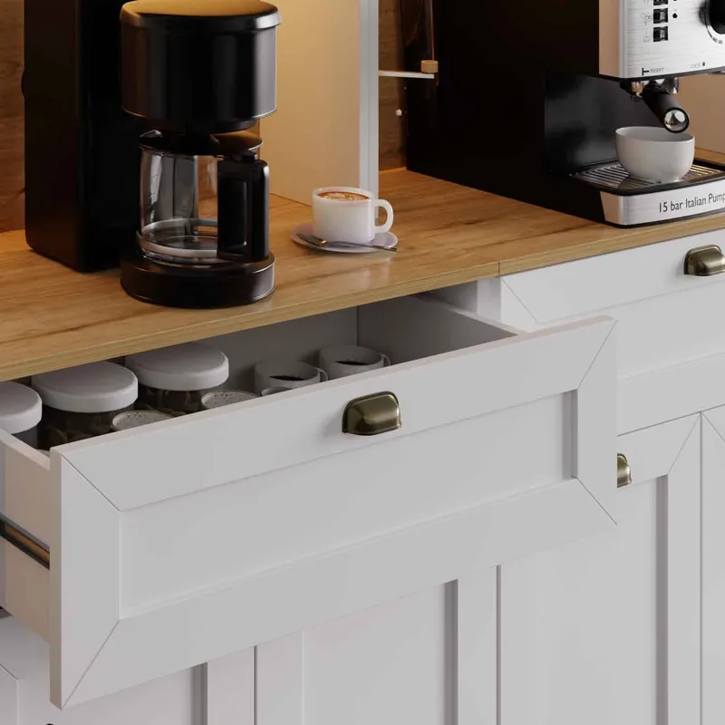 Kaffestasjon Hanah Home Nero Quad 1600-224 (240 x 190 x 44 cm) Hvit - Hvit - Oppbevaring - Skap - Vitrineskap
