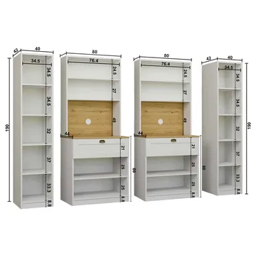 Kaffestasjon Hanah Home Nero Quad 1600-224 (240 x 190 x 44 cm) Hvit - Hvit - Oppbevaring - Skap - Vitrineskap