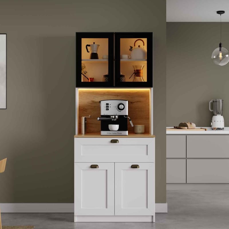 Kaffestasjon Hanah Home Nero Solo 1600-225 (80 x 190 x 44 cm) Hvit - Hvit - Oppbevaring - Skap - Oppbevaringsskap