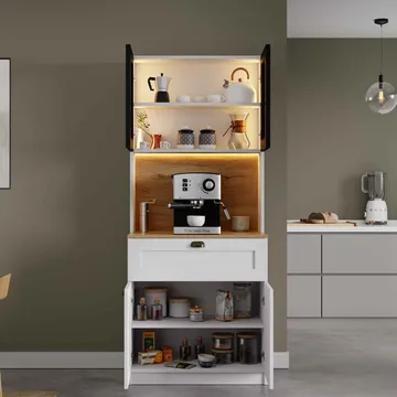 Kaffestasjon Hanah Home Nero Solo 1600-225 (80 x 190 x 44 cm) Hvit - Hvit - Oppbevaring - Skap - Oppbevaringsskap