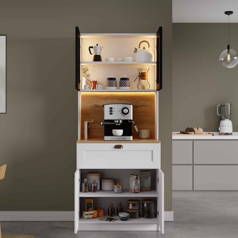 Kaffestasjon Hanah Home Nero Solo 1600-225 (80 x 190 x 44 cm) Hvit - Hvit - Oppbevaring - Skap - Oppbevaringsskap