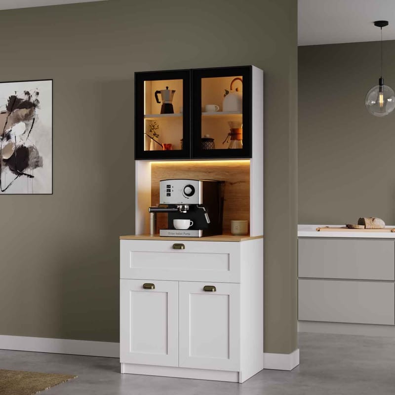 Kaffestasjon Hanah Home Nero Solo 1600-225 (80 x 190 x 44 cm) Hvit - Hvit - Oppbevaring - Skap - Oppbevaringsskap