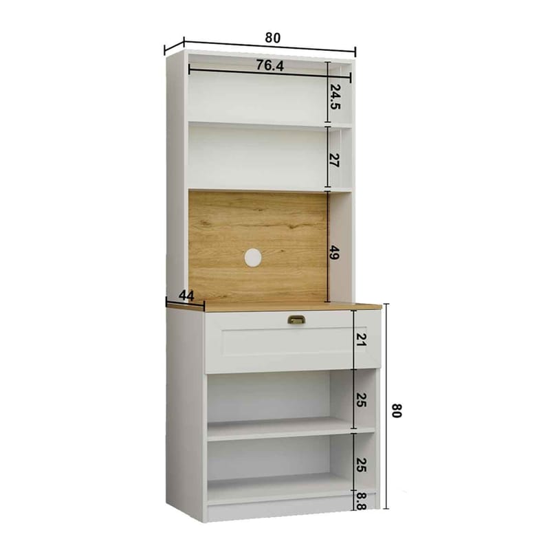 Kaffestasjon Hanah Home Nero Solo 1600-225 (80 x 190 x 44 cm) Hvit - Hvit - Oppbevaring - Skap - Oppbevaringsskap