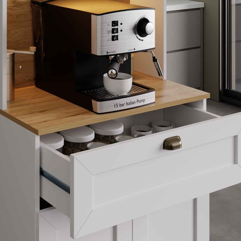 Kaffestasjon Hanah Home Nero Solo 1600-225 (80 x 190 x 44 cm) Hvit - Hvit - Oppbevaring - Skap - Oppbevaringsskap