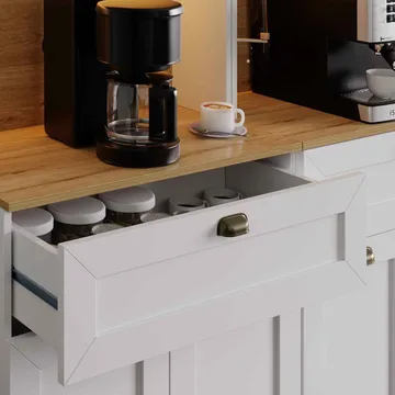 Kaffestasjon Hanah Home Nero Twin 1600-226 (160 x 190 x 44 cm) Hvit - Hvit - Oppbevaring - Skap - Vitrineskap