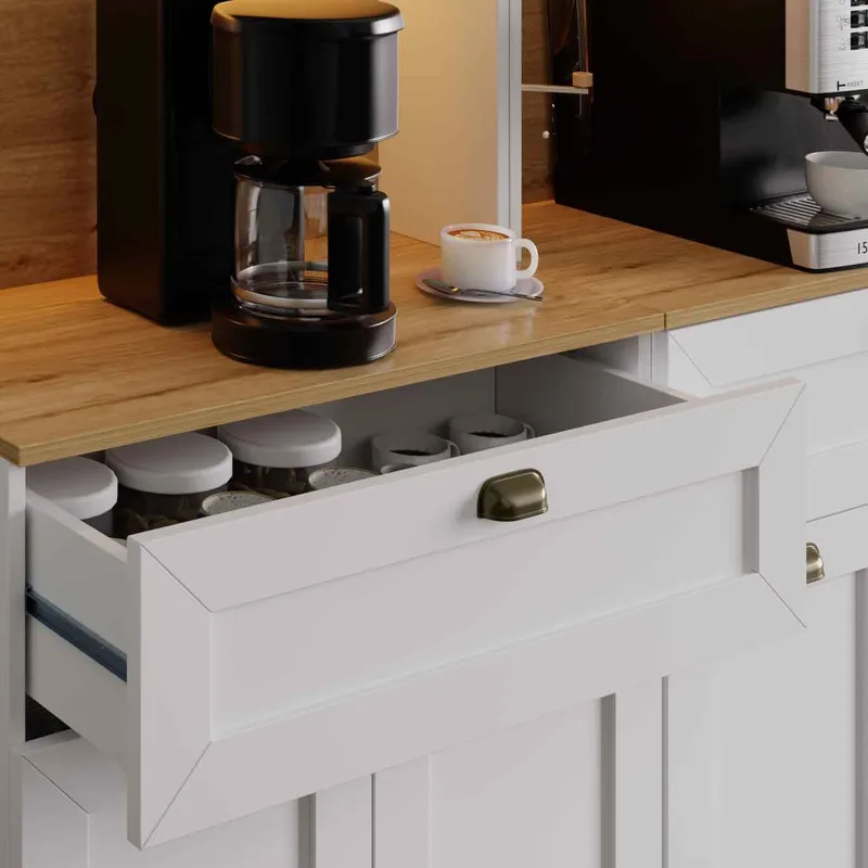 Kaffestasjon Hanah Home Nero Twin 1600-226 (160 x 190 x 44 cm) Hvit - Hvit - Oppbevaring - Skap - Vitrineskap