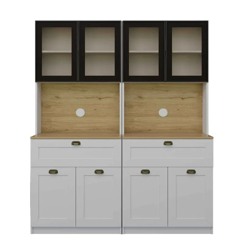 Kaffestasjon Hanah Home Nero Twin 1600-226 (160 x 190 x 44 cm) Hvit - Hvit - Oppbevaring - Skap - Vitrineskap