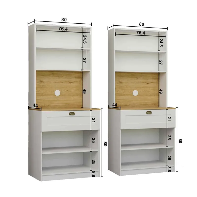 Kaffestasjon Hanah Home Nero Twin 1600-226 (160 x 190 x 44 cm) Hvit - Hvit - Oppbevaring - Skap - Vitrineskap