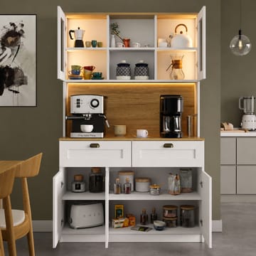 Kaffestasjon Hanah Home Vionna (120 x 191,8 x 44 cm) Hvit - Hvit - Oppbevaring - Skap - Vitrineskap