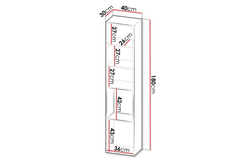 Kangana Vitrineskap 40x180 cm - Oppbevaring - Skap - Vitrineskap