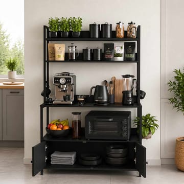 Kjøkkenskap Hanah Home Sento (101 x 160 x 38 cm) Svart - Svart - Oppbevaring - Skap - Oppbevaringsskap