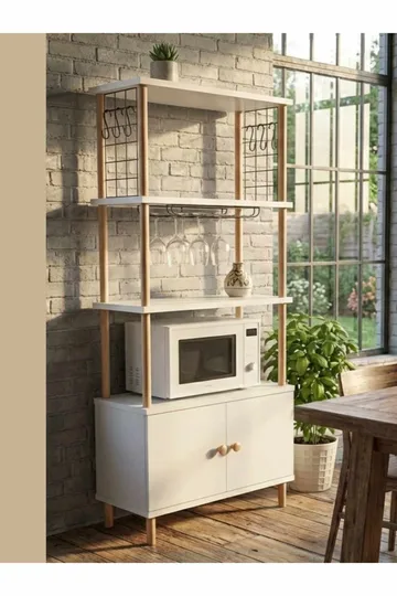 Kjøkkenskap Hanah Home Pika Cabinet (60 x 140 x 30 cm) Hvit - Hvit - Oppbevaring - Skap - Oppbevaringsskap
