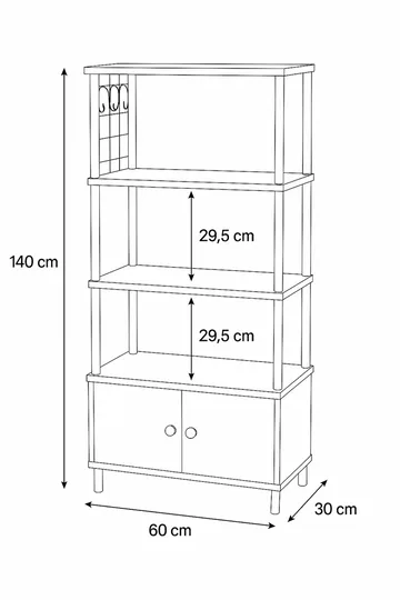 Kjøkkenskap Hanah Home Pika Cabinet (60 x 140 x 30 cm) Furu - Furu - Oppbevaring - Skap - Oppbevaringsskap