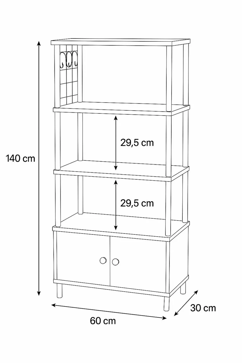 Kjøkkenskap Hanah Home Pika Cabinet (60 x 140 x 30 cm) Furu - Furu - Oppbevaring - Skap - Oppbevaringsskap
