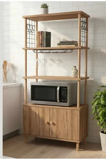 Kjøkkenskap Hanah Home Pika Cabinet (60 x 140 x 30 cm) Furu - Furu - Oppbevaring - Skap - Oppbevaringsskap